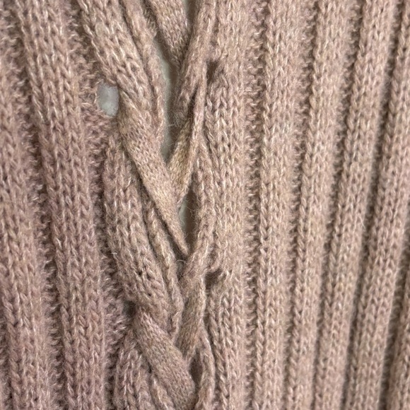 MADE IN ITALY Artsy Minimalist Lagenlook Mohair Wool Blend Ribbed Open Cardigan - Picture 5 of 14